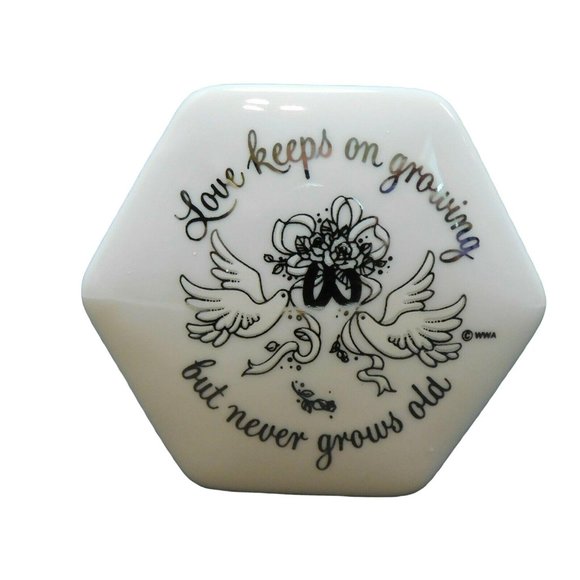 Wedding Keepsake Hinged Box Vintage Porcelain Designer Collection WWA 1976 Japan - Picture 1 of 10